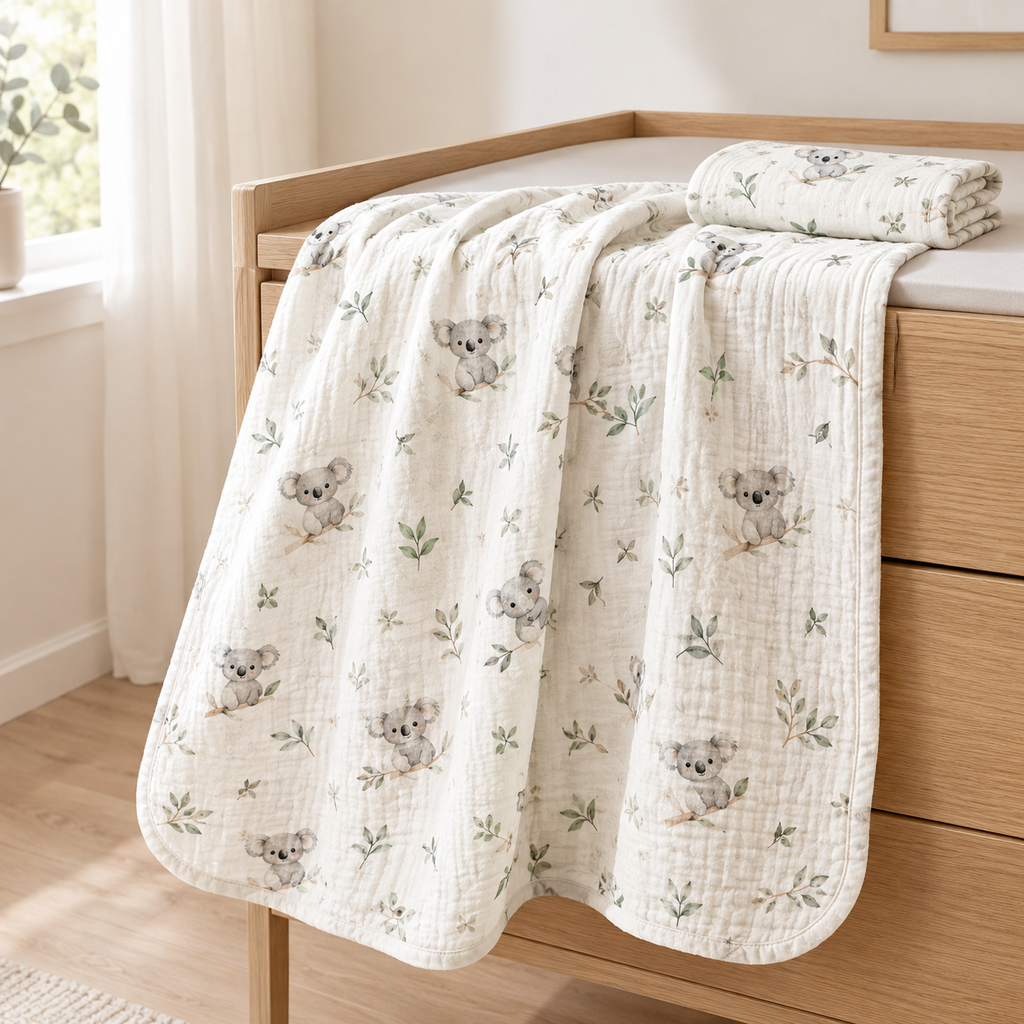 Double-Layer Muslin Baby Blanket, 110 × 110 cm
